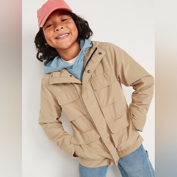 Old Nay Hooded Utility Jacket For Boys - Picture 1 of 7